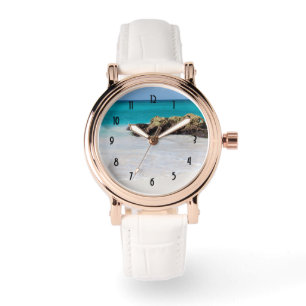 Azure Ocean Sandy Beach Foto Armbanduhr