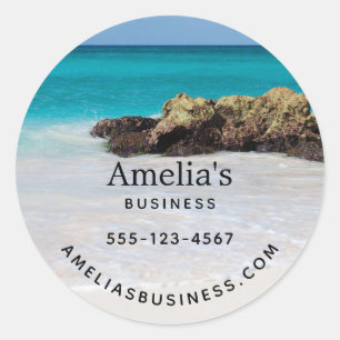 Azure Ocean Sandy Beach Foto Business Runder Aufkleber