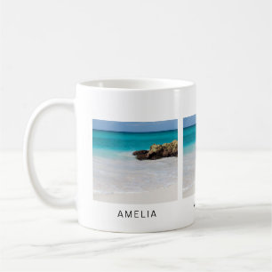 Azure Ocean Sandy Beach Foto Kaffeetasse