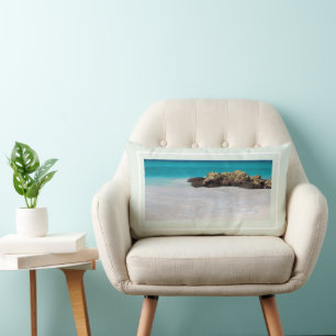 Azure Ocean Sandy Beach Foto Lendenkissen