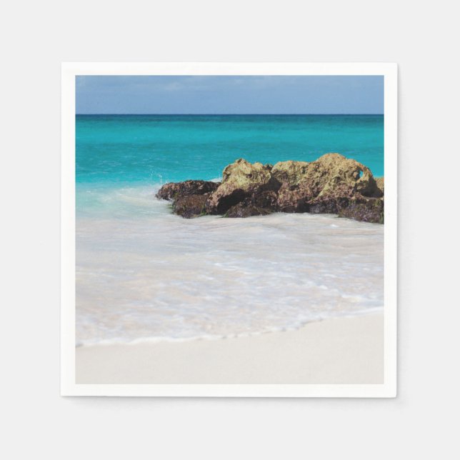 Azure Ocean Sandy Beach Foto Serviette (Vorderseite)