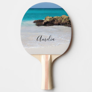 Azure Ocean Sandy Beach Foto Tischtennis Schläger