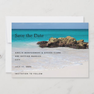 Azure Ocean Sandy Beach Foto Wedding Save The Date