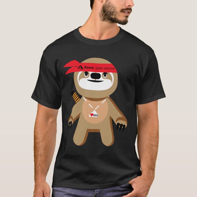 Azure Open Source Brady The Ninja Sloth T-Shirt (Vorderseite)