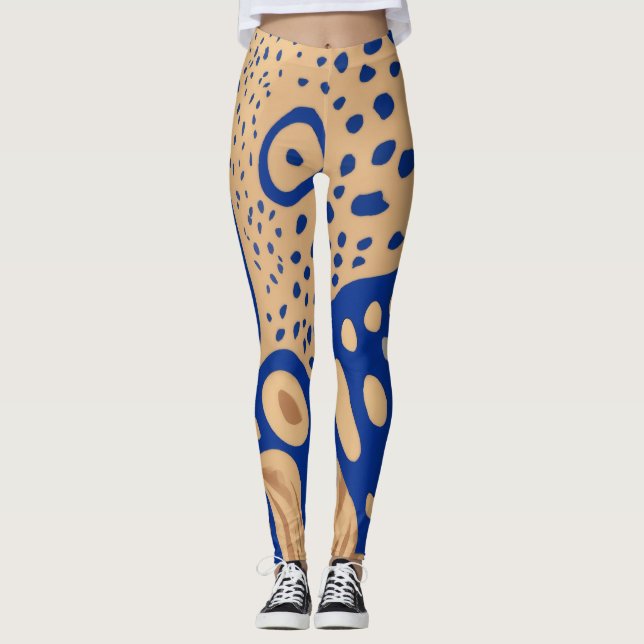 Azure Safari: Leggings mit Blau und Sand Tier (Vorderseite)