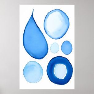 Azure Serene Curves Abstrakt Poster