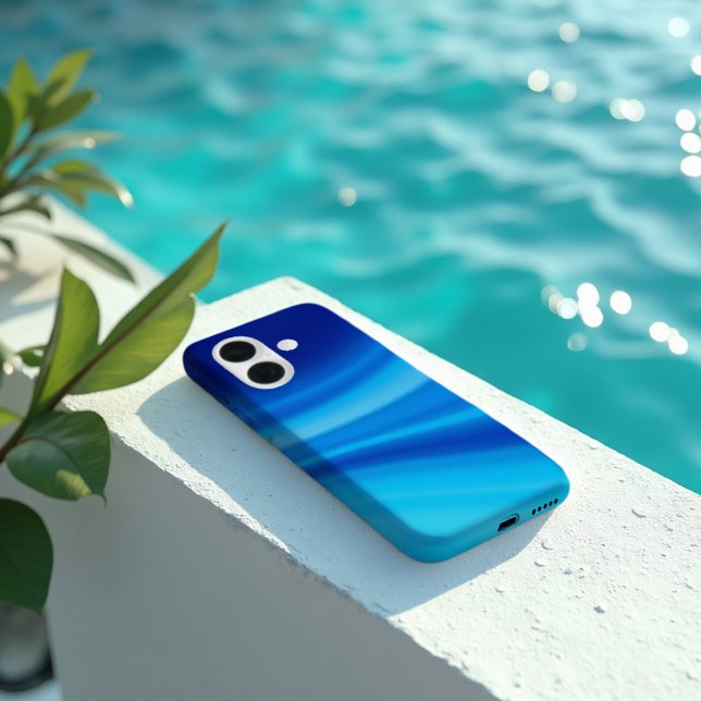 Azure Shift - Dynamic Blue Wave Gradient Case-Mate iPhone Hülle (Azure Shift Case. Protective flow of deep ocean blues for a sophisticated, modern device.)