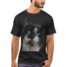 Azure Soul Schwarze Katze Blaue Augen T-Shirt