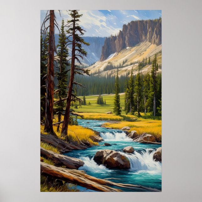 Azure Stream Amidst a Green Valley Poster (Vorne)