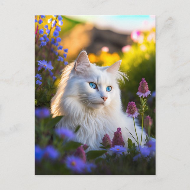 Azure the Turkish Angora Cat Postcard Postkarte (Vorderseite)