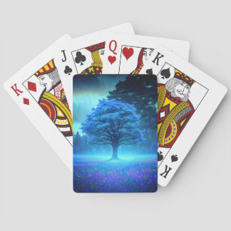 Azure Tree Bathed in Charming Moonlit Spielkarten