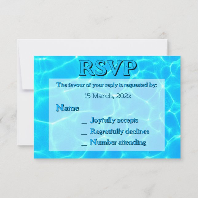 Azure Türkise Bleu Water Reflection Minimalismus RSVP Karte (Vorderseite)