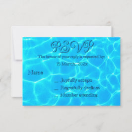 Azure Türkise Bleu Water Reflection Minimalismus RSVP Karte