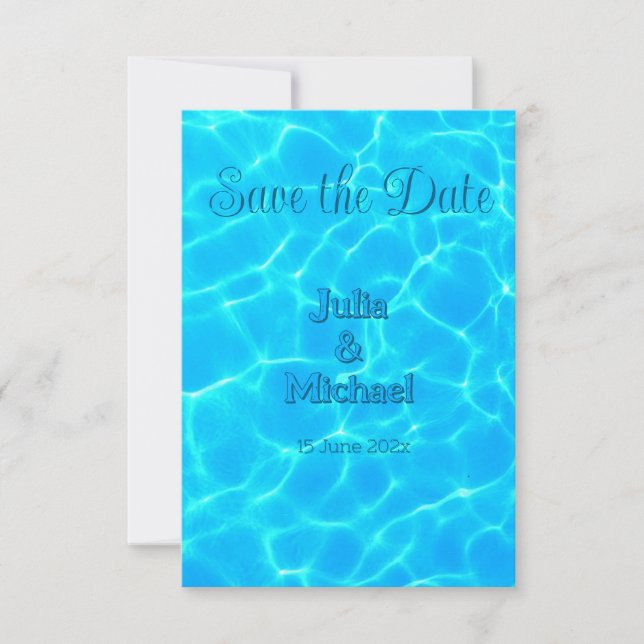 Azure Türkise Bleu Water Reflection Minimalismus Save The Date (Vorderseite)