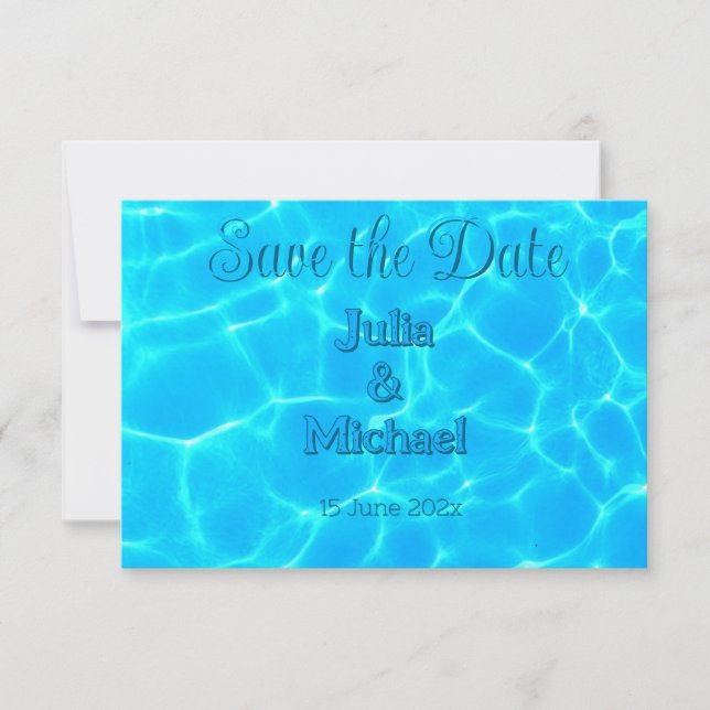 Azure Türkise Bleu Water Reflection Minimalismus Save The Date (Vorderseite)