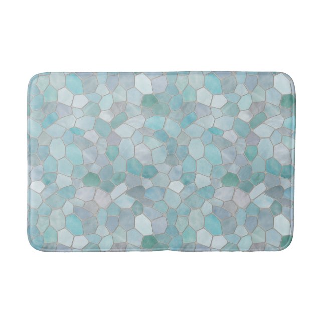 Azure Verdigris Mosaic Badematte (Vorderseite)