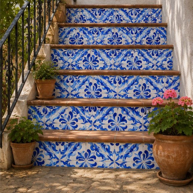 Azure Waves Watercolor Blue Ornamental Mosaic   Fliese (Von Creator hochgeladen)