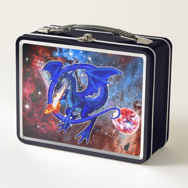 Azurite Cosmic Dragon Metall Brotdose (Vorderseite)