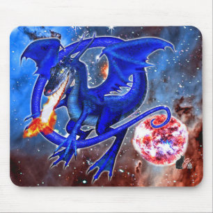 Azurite Cosmic Dragon Mousepad