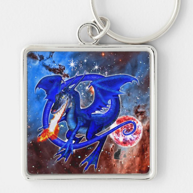 Azurite Cosmic Dragon Schlüsselanhänger (Vorne)