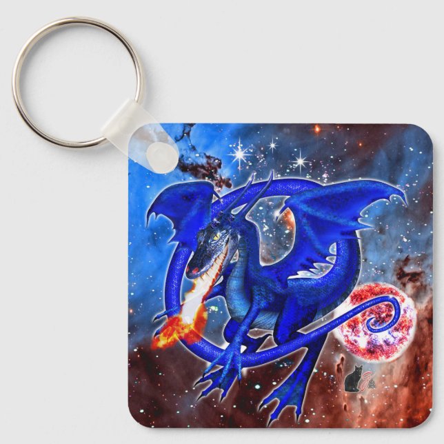 Azurite Cosmic Dragon Schlüsselanhänger (Vorderseite)