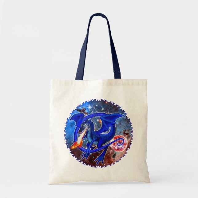 Azurite Cosmic Dragon Tote Bag Tragetasche (Vorne)