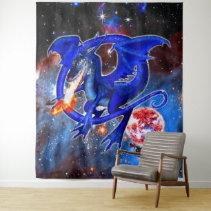 Azurite Cosmic Dragon Wandteppich