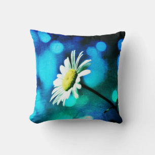 Azurite Malachite Daisy Throw Pillow Kissen