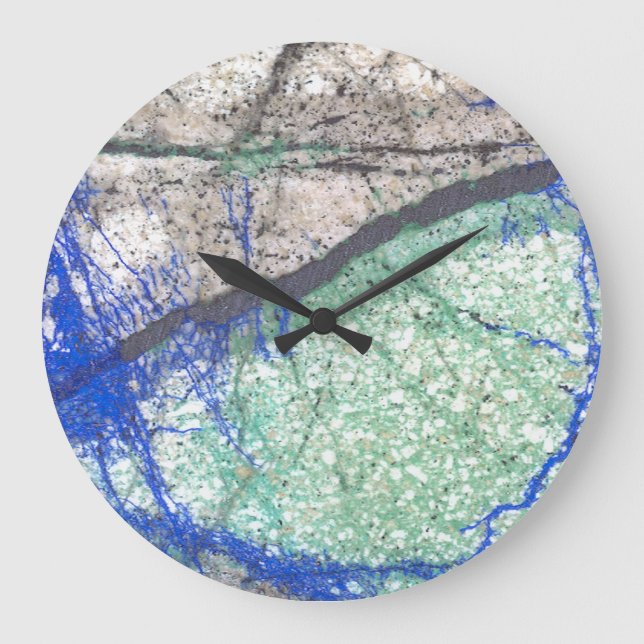 Azurite Malachite Wall Clock Große Wanduhr (Vorderseite)