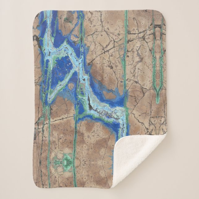 Azurite Stone Beige und Türkis Sherpadecke (Vorderseite)
