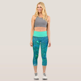 Azurzellen, heller Cyan Capri Leggings