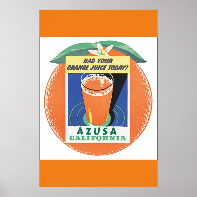 Azusa California Vintage Travel Poster (Vorne)