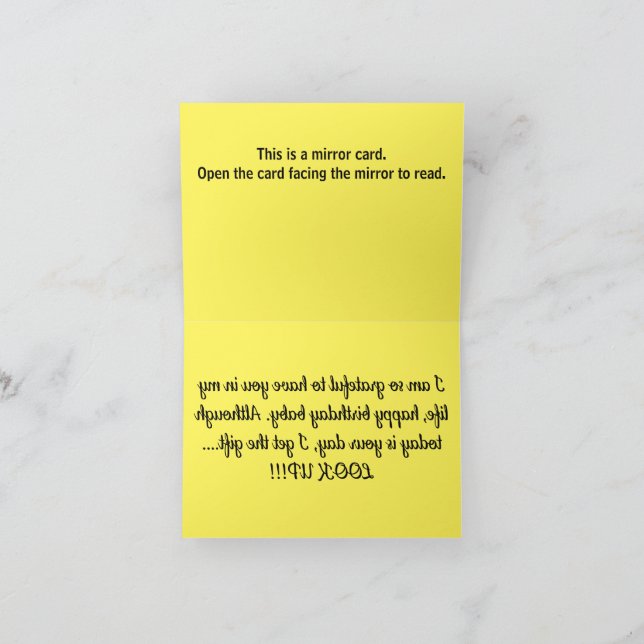 B001 - GeburtstagsSpiegelkarte - Happy Birthday Dankeskarte (Innenseite)