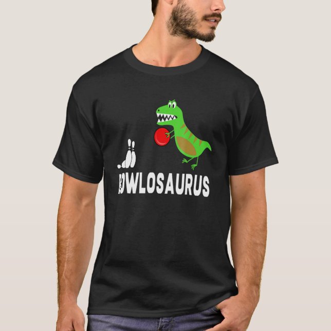 B0wling Dinosaur B0wler Dino Idee T-Shirt (Vorderseite)