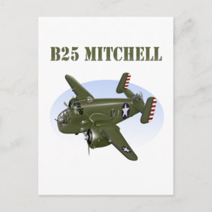 B25 Mitchell Bomber Green Flugzeug Postkarte