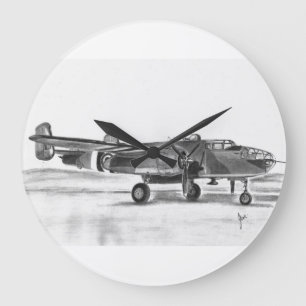 B25 Mitchell Bomberuhr Große Wanduhr