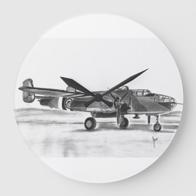 B25 Mitchell Bomberuhr Große Wanduhr (Vorderseite)