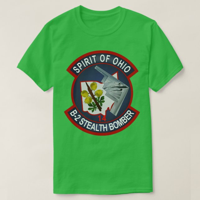 B2 Geist von Ohio Stealth Bomber zwei Txt T-Shirt (Design vorne)