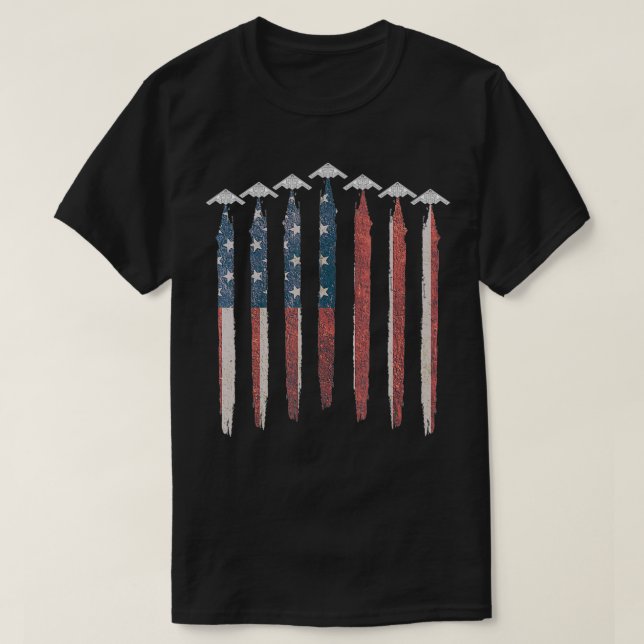 B2 Stealth Bomber Flugzeug USA Flag B2 4. Juli T-Shirt (Design vorne)