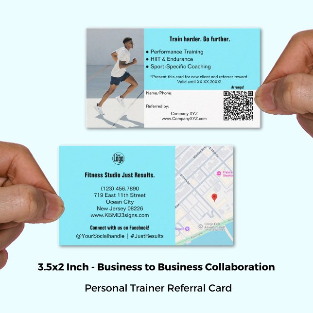 B2B Services QR Code Electric Blue Black Empfehlungskarte (3.5x2 Inch, B2B Services QR Code Electric Blue Black Referral Card)