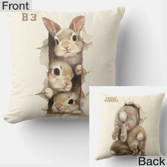 B3 Three Bunnies 3D Illusion  Kissen (Von Creator hochgeladen)