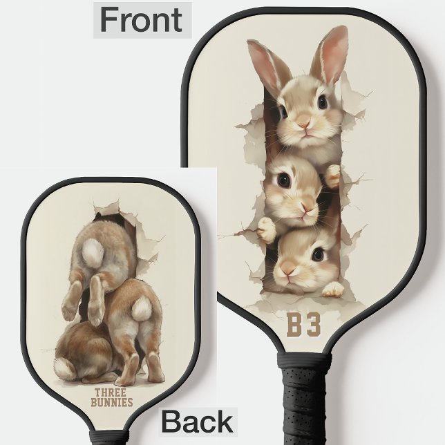 B3 Three Bunnies 3D Illusion  Pickleball Schläger (Von Creator hochgeladen)