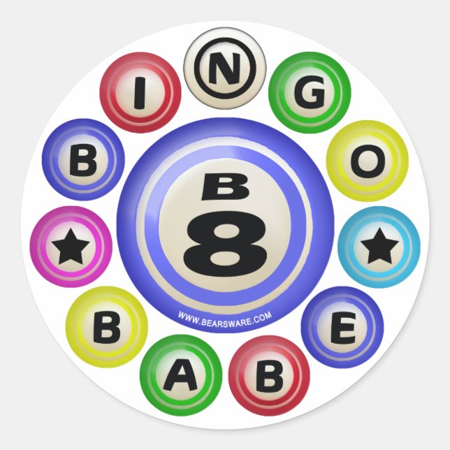 B8 Bingo Babe Runder Aufkleber (Vorderseite)