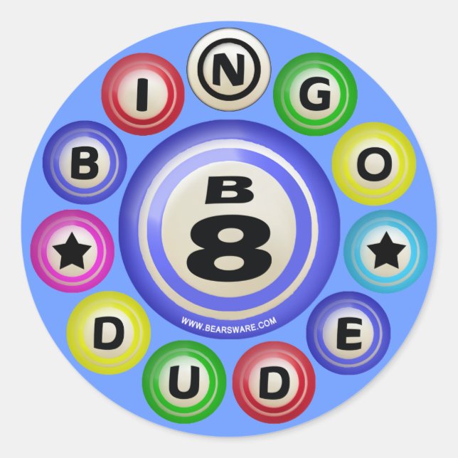 B8 Bingo Typ Runder Aufkleber (Vorderseite)