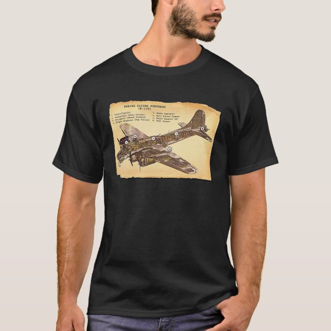 B 17 Bomber des Zweiten Weltkriegs Flying Fortress T-Shirt (Vorderseite)