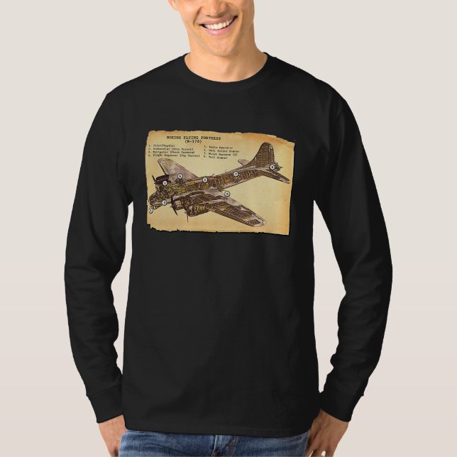 B 17 Bomber WWII Flying Fortress Diagram T-Shirt (Vorderseite)