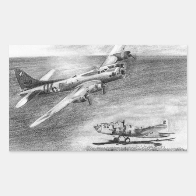 (B-17) Fliegende Festung Rechteckiger Aufkleber (Vorderseite)