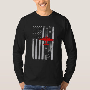 B-17 Flying Fortress Airplane American Flag Runway T-Shirt