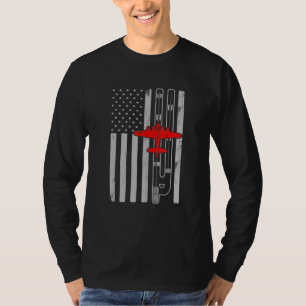 B-17 Flying Fortress Airplane American Flag Runway T-Shirt