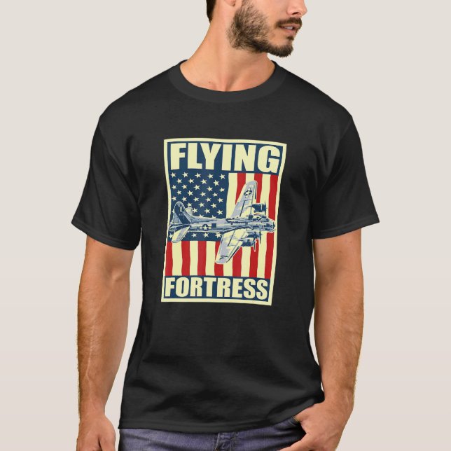 B 17 Flying Fortress Airplane USAF Aircraft Bomber T-Shirt (Vorderseite)